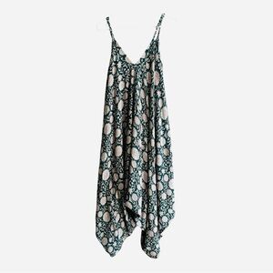 Cost Plus World Market boho green and pink harem jumpsuit romper L/XL